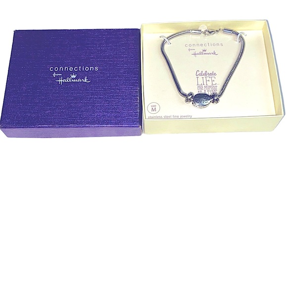 Hallmark Connection Stainless Steel Silver Bracelet Keepsake Celebrate Life - Picture 6 of 9